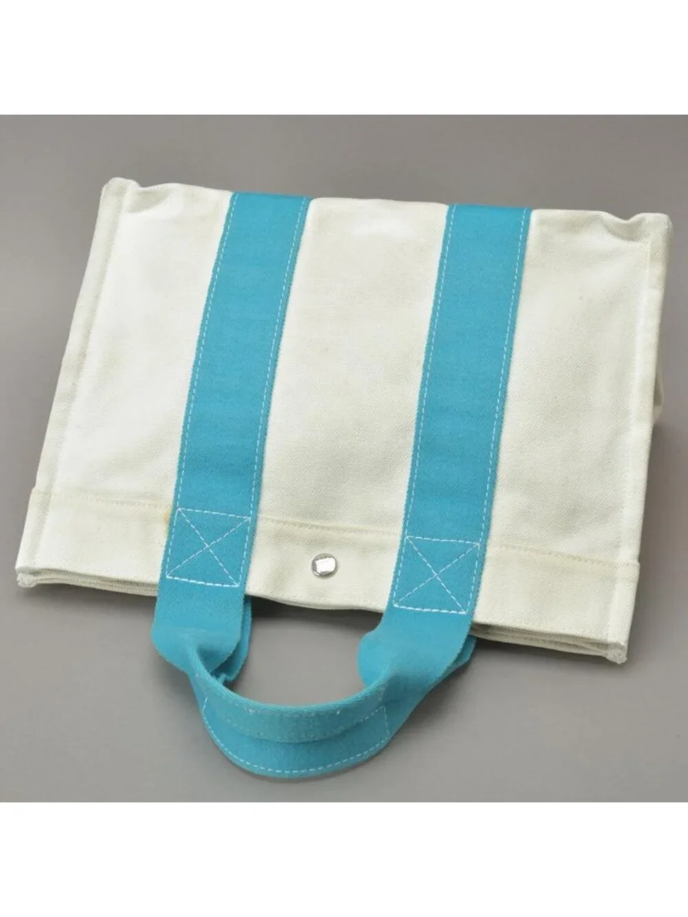 Hermes Bora PM Tote Canvas Light Blue Natural